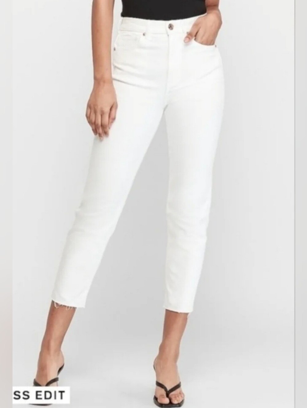 Express Skinny Ankle- Length Jeans W/ STUNNING Rose Gold Accents- In White!!